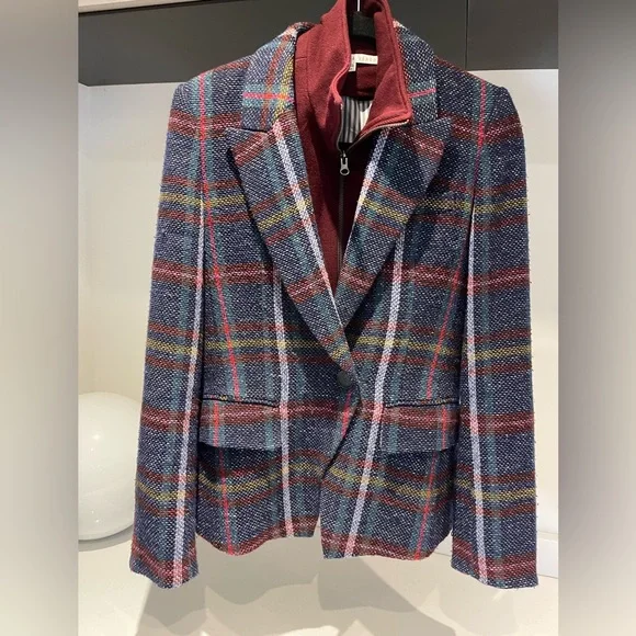 $298 Veronica Beard 100% cashmere uptown DICKEY jacket zip insert